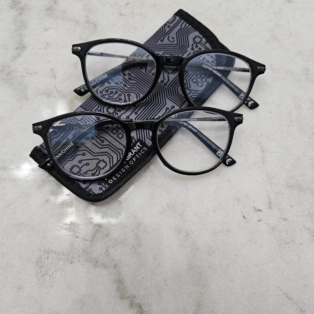 FOSTER GRANT Reading glasses +2  BLACK 2 PACK + 1 CASE